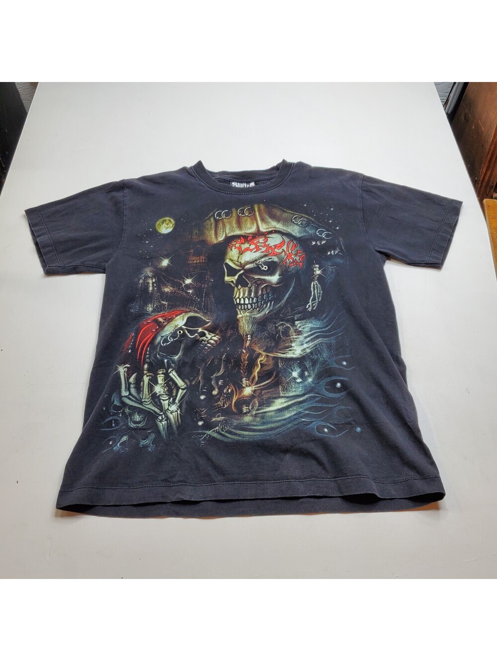 Skull Shirtz Skull Shirt Double Sided Pirate Skeleton T Shirt Sz Medium
